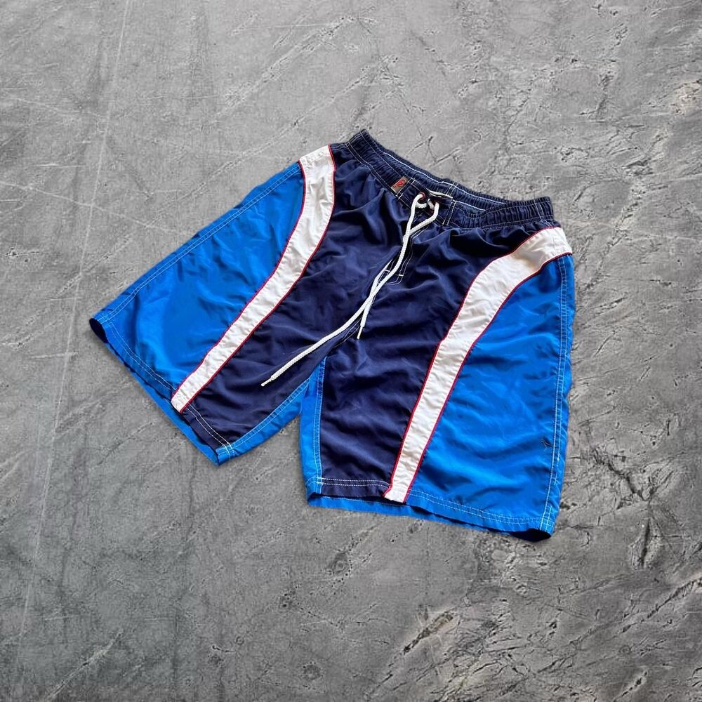 VTG 00s Y2K super baggy B.U.M. Equipment colorblock swoop surf boardshorts